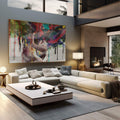 Quadro Decorativo Abraço Colorido: Paixão e Amor - quadros decorativos 1 Tela, 1 Tela Horizontal - em sala moderna