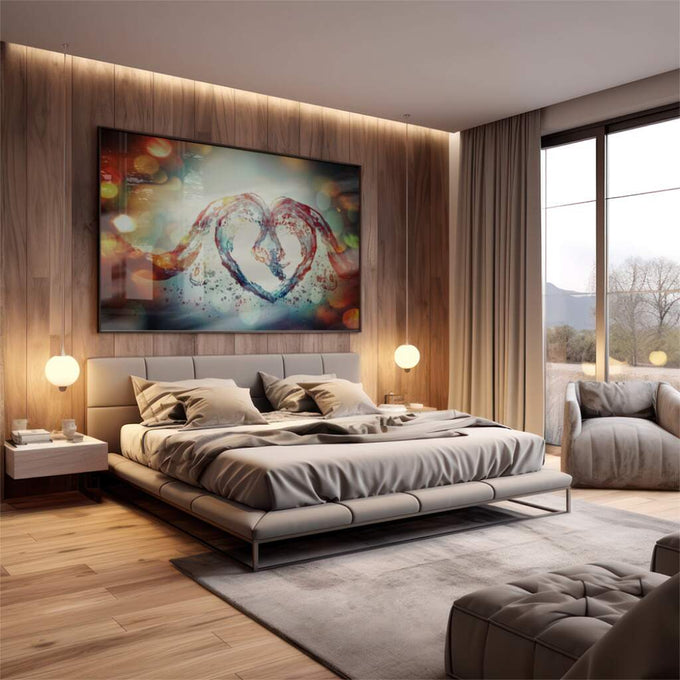 Quadro Decorativo Coração Cósmico: Inspiração Única - quadros decorativos 1 Tela, 1 Tela Horizontal - em sala moderna