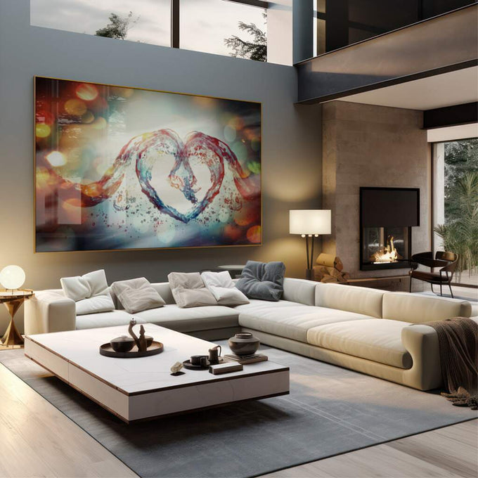 Quadro Decorativo Coração Cósmico: Inspiração Única - quadros decorativos 1 Tela, 1 Tela Horizontal - em escritorio elegante
