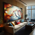 Quadro Decorativo Coração Cósmico: Inspiração Única - quadros decorativos para sala 1 Tela, 1 Tela Horizontal - em ambiente decorado