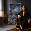 Quadro Decorativo Guerreiro Ogum ao Luar - Imponência Noturna - quadros decorativos para sala 1 Tela Vertical, 3 Telas - em living room premium