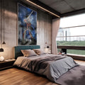 Quadro Decorativo Guerreiro Ogum ao Luar - Imponência Noturna - quadros decorativos 1 Tela Vertical, 3 Telas - em sala moderna