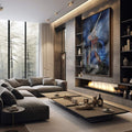 Quadro Decorativo Guerreiro Ogum ao Luar - Imponência Noturna - quadros decorativos 1 Tela Vertical, 3 Telas - em escritorio elegante