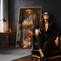 Quadro Decorativo Beleza de Oxum: Aura de Ouro e Paz - quadros decorativos para sala 1 Tela Vertical, 3 Telas - em quarto contemporaneo