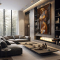 Quadro Decorativo Beleza de Oxum: Aura de Ouro e Paz - quadros decorativos para sala 1 Tela Vertical, 3 Telas - em living room premium