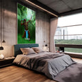 Quadro Decorativo: Oxossi em Cores Vibrantes - quadros decorativos 1 Tela Vertical, 3 Telas - em escritorio elegante