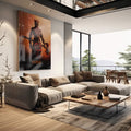 Quadro Decorativo: Majestoso Xangô ao Entardecer - quadros decorativos para sala 1 Tela Vertical, 3 Telas - em living room premium