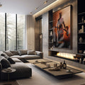 Quadro Decorativo: Majestoso Xangô ao Entardecer - quadros decorativos 1 Tela Vertical, 3 Telas - em sala moderna