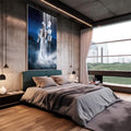 Quadro Decorativo Imponente Oxalá em Céu Estrelado - quadros decorativos 1 Tela Vertical, 3 Telas - em escritorio elegante