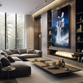 Quadro Decorativo Imponente Oxalá em Céu Estrelado - quadros decorativos 1 Tela Vertical, 3 Telas - em sala moderna