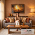 Quadro Decorativo Menino Sonhador: Lua ao Pôr do Sol - Arte Elegante para sua Decoração em sala de estar moderna - quadros decorativos para sala