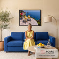 Quadro Decorativo Grande Sorvete de Limão para Área Gourmet | quadros decorativos para sala de estar | sorvete de limão em taças com vista para o mar e rochedos de Capri | em ambiente 3 | Porao dos Quadros