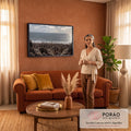 Moisés com cajado à beira-mar diante da multidão do povo hebreu sob céu nublado, quadro decorativo