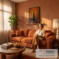 Quadro Decorativo Grande Árvore Vista Outono para Sala | quadros decorativos | árvore vista de baixo com copa alaranjada de outono em floresta densa | em ambiente 2 | Porao dos Quadros