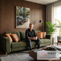 Porsche Targa preto com rodas bronze em alta velocidade, árvores desfocadas ao fundo, quadro decorativo