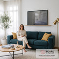 Quadro Decorativo Grande Corredor de Ripas para Sala Preto | quadros decorativos para sala de estar | corredor arquitetônico com ripas verticais em preto e branco e piso de concreto | em ambiente 3 | Porao dos Quadros