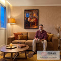 Quadro Decorativo Grande Última Ceia Luz de Velas para Sala | quadros decorativos para sala de estar | Jesus e apóstolos à mesa durante a Última Ceia, sala de pedra iluminada por velas | em ambiente 3 | Porao dos Quadros