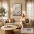 Quadro Decorativo Grande Jesus Caminhando Relevo para Sala | quadros decorativos para sala de estar | relevo branco de figura religiosa caminhando sobre ondas com mão erguida ao céu | em ambiente 3 | Porao dos Quadros