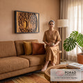 Quadro Decorativo Grande Árvore da Vida para Sala Marrom | quadros decorativos para sala de estar | árvore da vida entalhada em relevo de madeira dentro de um círculo | em ambiente 3 | Porao dos Quadros