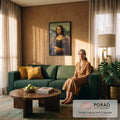 Mona Lisa de Leonardo da Vinci, retrato com sorriso enigmático e paisagem ao fundo, quadro decorativo