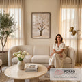 Quadro Decorativo Árvore Florida Branca com Luzes Douradas | quadros decorativos para sala de estar | árvore florida branca com pinceladas texturizadas e pontos de luz dourada | em Quadros para Escritorio | Porao dos Quadros