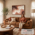Quadro Decorativo Grande Ondas Abstratas para Sala Marrom | quadros decorativos | ondas abstratas em camadas de marrom, terracota e bege com textura aveludada | em ambiente 2 | Porao dos Quadros