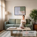 Pintura abstrata empastada com blocos branco, verde sálvia e rosé feitos a espátula, quadro decorativo