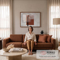 Bloco terracota, faixa preta e trama branca sobre concreto cinza em estilo Bauhaus, quadro decorativo