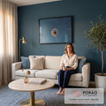 Dente-de-leão iluminado em contraluz contra céu azul com pontos de luz em bokeh, quadro decorativo