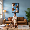 Quadro Decorativo Quatro Gatos Olhando de Baixo para o Céu | quadros decorativos para sala de estar | quatro gatos fotografados de baixo com céu azul e nuvens ao fundo | em Quadros para Escritorio | Porao dos Quadros
