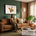 Quadro Decorativo Grande Borboleta de Folhas para Sala | quadros decorativos para sala de estar | borboleta formada por folhas secas coloridas e galho de pinheiro sobre fundo bege | em ambiente 3 | Porao dos Quadros