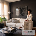 Quadro Decorativo Grande Pontos Brancos para Sala Preto | quadros decorativos para sala de estar | padrão de pontos brancos formando ondas sobre fundo preto em estilo meio-tom | em ambiente 3 | Porao dos Quadros