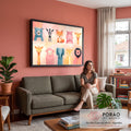Quadro Decorativo Grande Bichinhos para Quarto de Bebê | quadros decorativos para sala de estar | coleção de bichinhos fofos em aquarela pastel com urso, raposa, girafa e leão | em ambiente 3 | Porao dos Quadros
