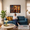 Jesus com pomba branca nas mãos em catedral gótica de vitrais coloridos, estilo mosaico, quadro decorativo