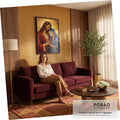 Quadro Decorativo Grande Jesus e Maria Abraçados para Sala | quadros decorativos para sala de estar | Jesus e Nossa Senhora abraçados em fundo dourado estilo vitral | em ambiente 3 | Porao dos Quadros