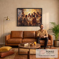 Quadro Decorativo Grande Última Ceia Mesa para Sala Marrom | quadros decorativos para sala de estar | pintura da Última Ceia com Jesus e os apóstolos reunidos à mesa | em ambiente 3 | Porao dos Quadros