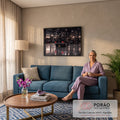 Quadro Decorativo Grande Garagem Industrial para Sala Preto | quadros decorativos para sala de estar | Fastback preto de 1969 visto de trás em garagem industrial | em ambiente 3 | Porao dos Quadros