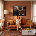 Jesus com coroa de espinhos e a cruz recebe o véu de Verônica entre romanos, quadro decorativo