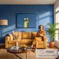 Quadro Decorativo Grande Crocodilo para Quarto de Bebê | quadros decorativos para sala de estar | crocodilo verde de óculos com olhos grandes e boca aberta sobre fundo azul | em ambiente 3 | Porao dos Quadros