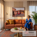 Quadro Decorativo Grande Colina para Sala Vermelho | quadros decorativos para sala de estar | vermelho com portas abertas em rua perto do | em ambiente 3 | Porao dos Quadros