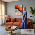 Quadro Decorativo Papoulas Vermelhas em Pinceladas | quadros decorativos | duas papoulas vermelho-alaranjadas com centros pretos em pintura texturizada | em Quadros para Quarto | Porao dos Quadros