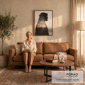 Quadro Decorativo Grande Jesus Marrom para Sala | quadros decorativos para sala de estar | perfil de Jesus com coroa de espinhos em dupla exposição com cruz e pôr do sol | em ambiente 3 | Porao dos Quadros