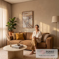Quadro Decorativo Grande Grito de Edvard para Sala Bege | quadros decorativos para sala de estar | figura gritando em tons bege inspirada em obra clássica expressionista | em ambiente 3 | Porao dos Quadros