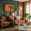 Leopardo de manchas pretas rosnando e caminhando no capim dourado da savana ao entardecer, quadro decorativo
