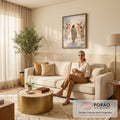Quadro Decorativo Grande Jesus Cristo para Sala Branco | quadros decorativos para sala de estar | Jesus caminhando sobre nuvens cercado por quatro anjos de asas brancas | em ambiente 3 | Porao dos Quadros