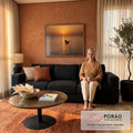 Quadro Decorativo Grande Pássaro em Silhueta Mar para Sala | quadros decorativos para sala de estar | pássaro em silhueta sobre galho com pôr do sol e mar ao fundo | em ambiente 3 | Porao dos Quadros
