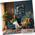 Quadro Decorativo Árvore com Galhos Dourados e Lua sobre | quadros decorativos para sala de estar | árvore com galhos dourados diante de lua imensa e lago refletindo pôr do sol | em ambiente 3 | Porao dos Quadros