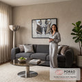 Quadro Decorativo Grande Figuras Cromadas para Sala Cinza | quadros decorativos para sala de estar | duas figuras cromadas líquidas se beijando com corpos escorrendo em filetes prateados | em ambiente 3 | Porao dos Quadros