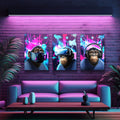 Quadro Decorativo Chimpanzés e a Era Digital: Uma Perspectiva Única - quadros decorativos para sala 1 Tela Vertical, 3 Telas - em ambiente decorado