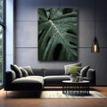 Quadro Decorativo Folha Verde com Orvalho - Inspire-se! - quadros decorativos para sala 1 Tela Vertical, 3 Telas - em ambiente decorado